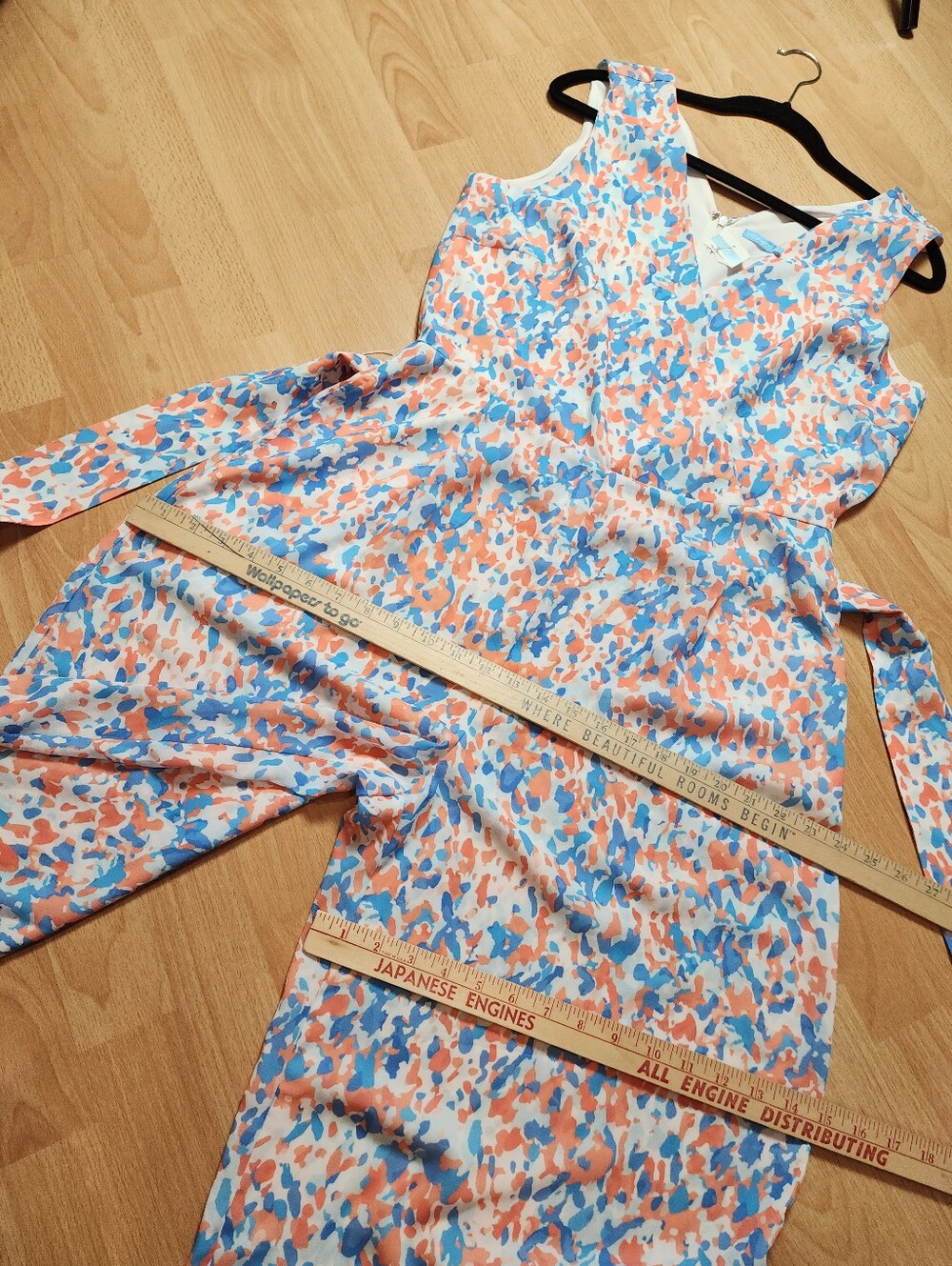 NWT J. McLaughlin Hermione V-Neck Wide Leg Sleeveless Jumpsuit Orange Blue Sz 8 - Picture 10 of 16